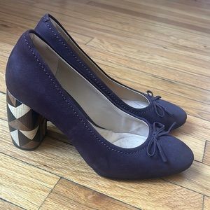 Clarks Purple Cushion Heel with pattern heel